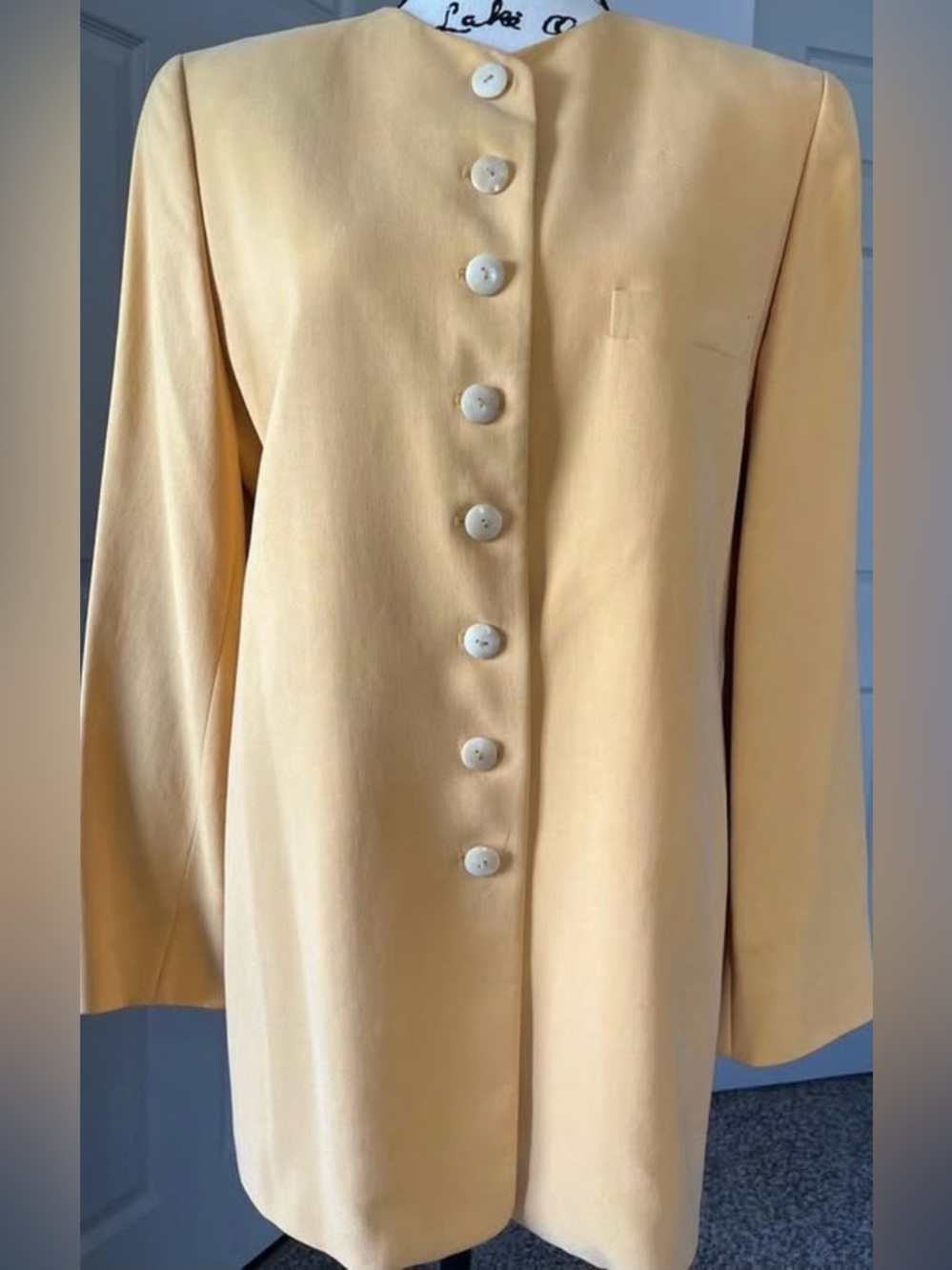 Ellen Tracy Soft Pale Yellow Single-Breasted Blazer Jacket